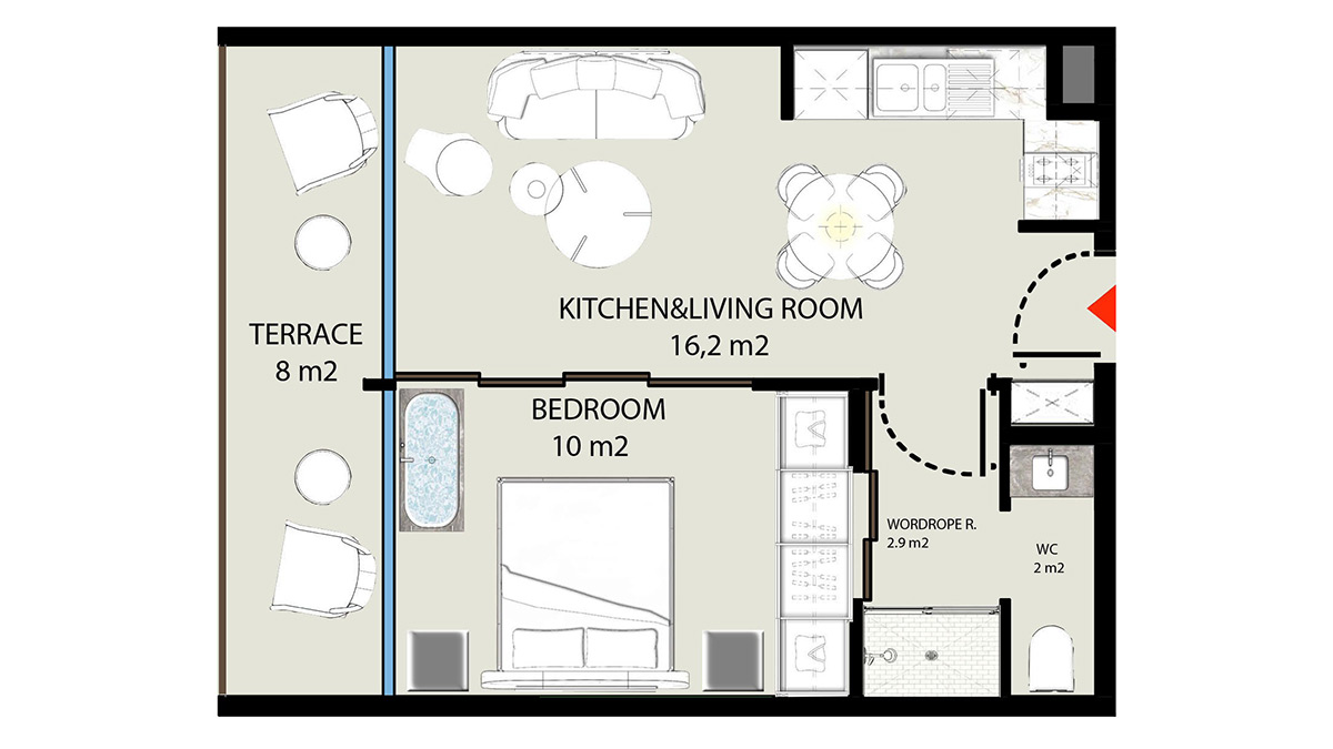 Babylon Beach Resort Homes 1+1 Apartment 001