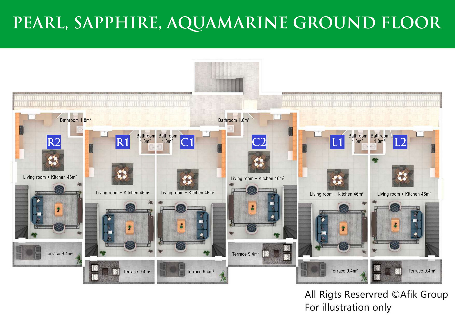 Caesar Cliff 2+1 Basement Apartments GROUND-FLOOR