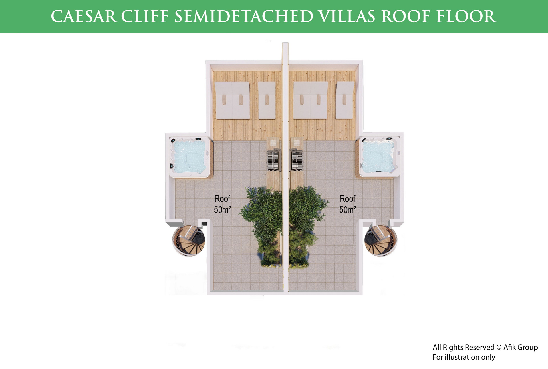 Caesar Cliff 3+1 Semi Detached Villa Roof-Floor