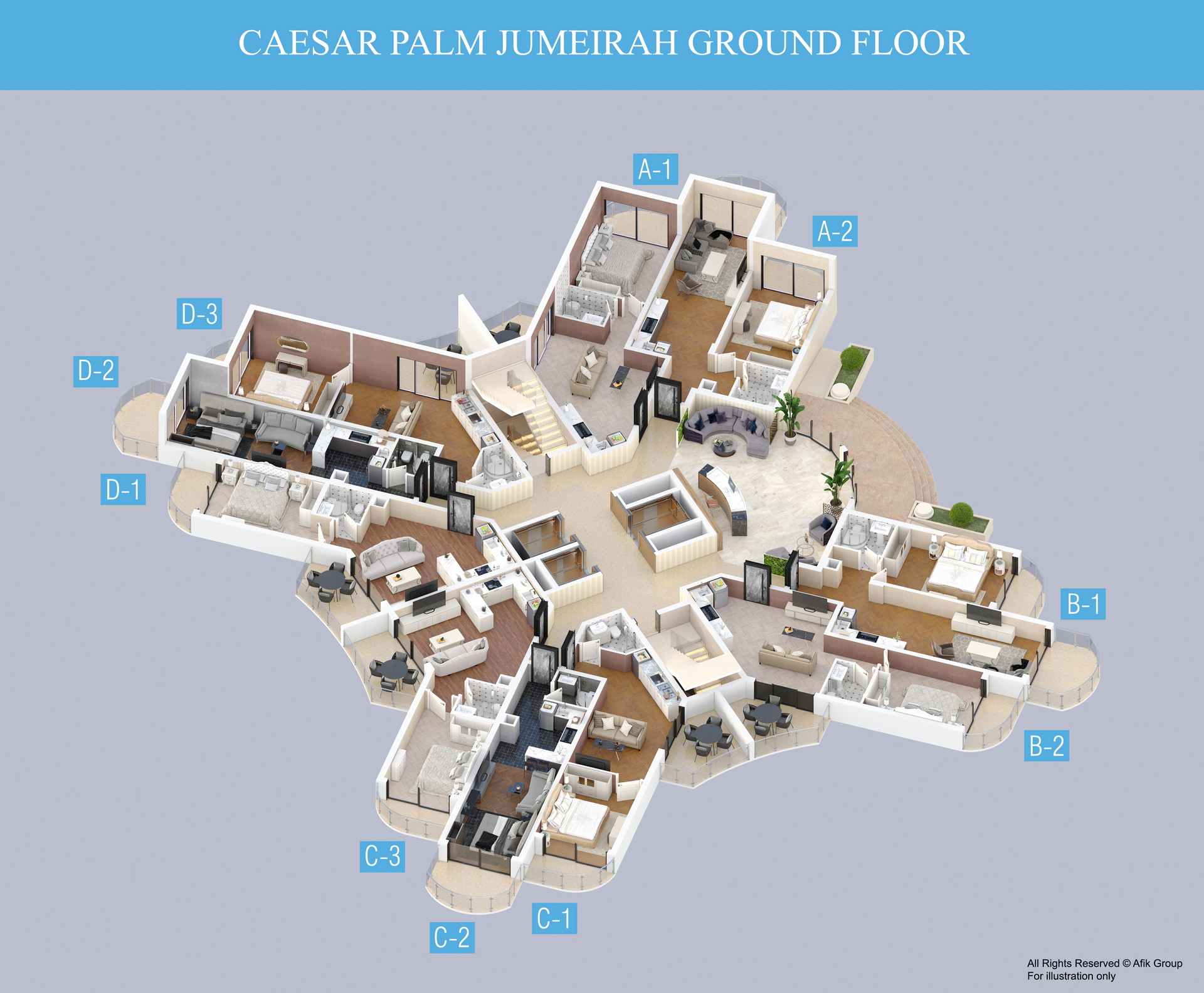 Caesar Palm Jumeirah 1+1 Apartment Positions-Ground-Floor