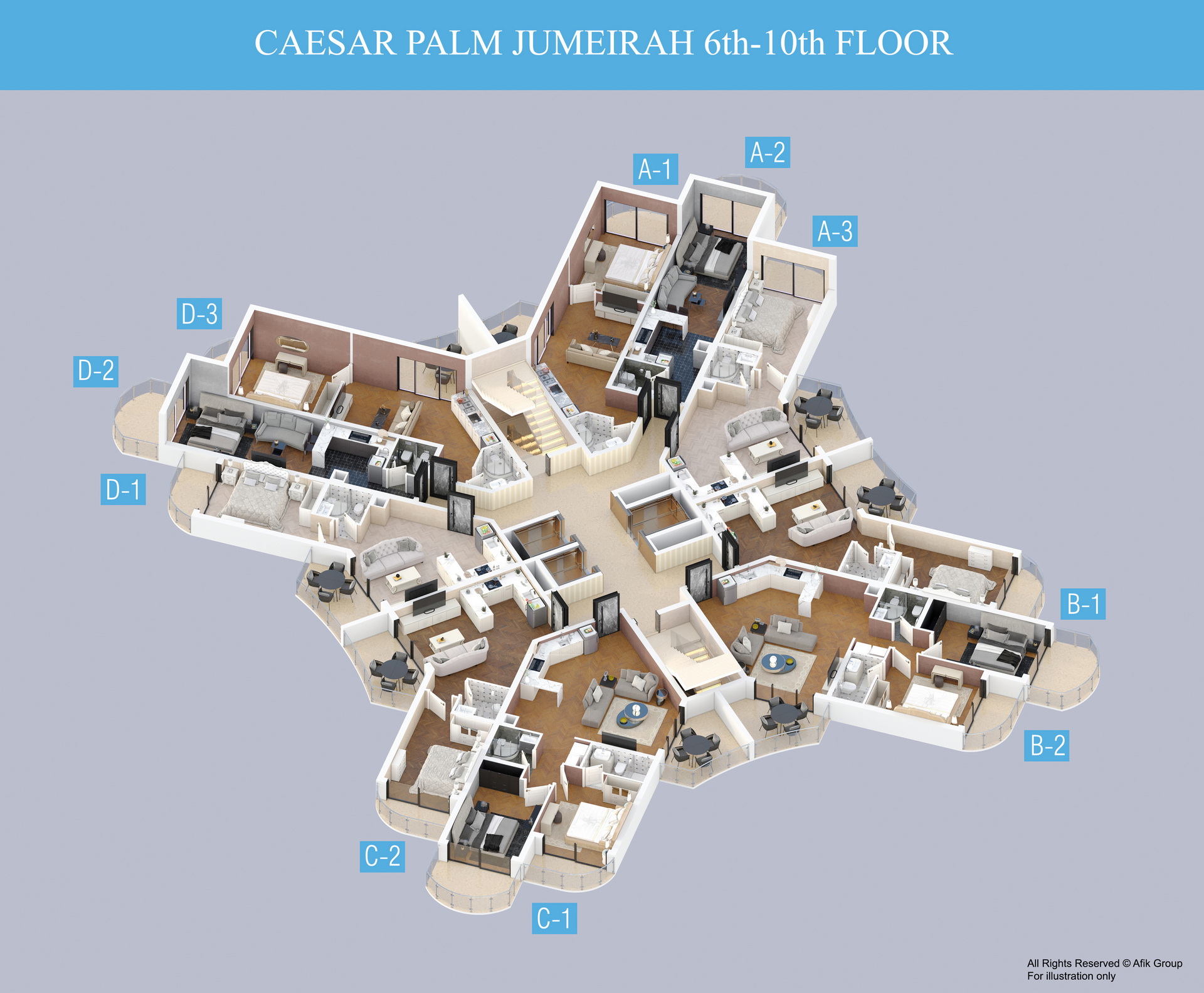 Caesar Palm Jumeirah Studio Positions-6th-10th-Floors