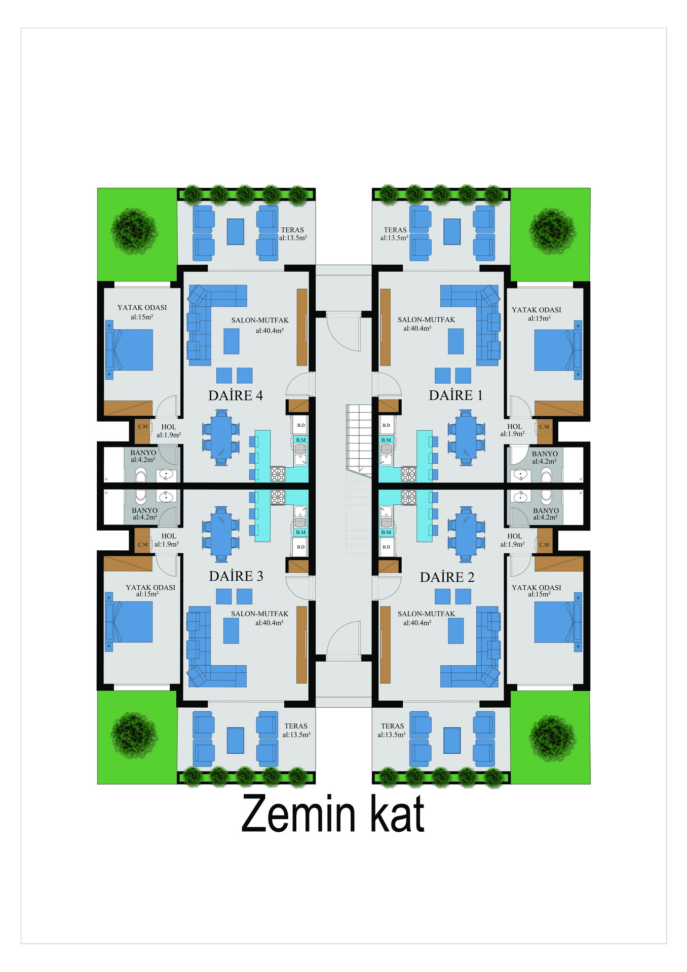 Olive Court 2 1+1 Ground Floor Apartment With Garden 001